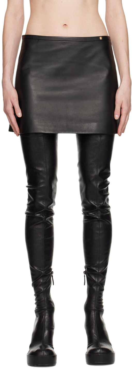 Black Medusa leather mini skirt