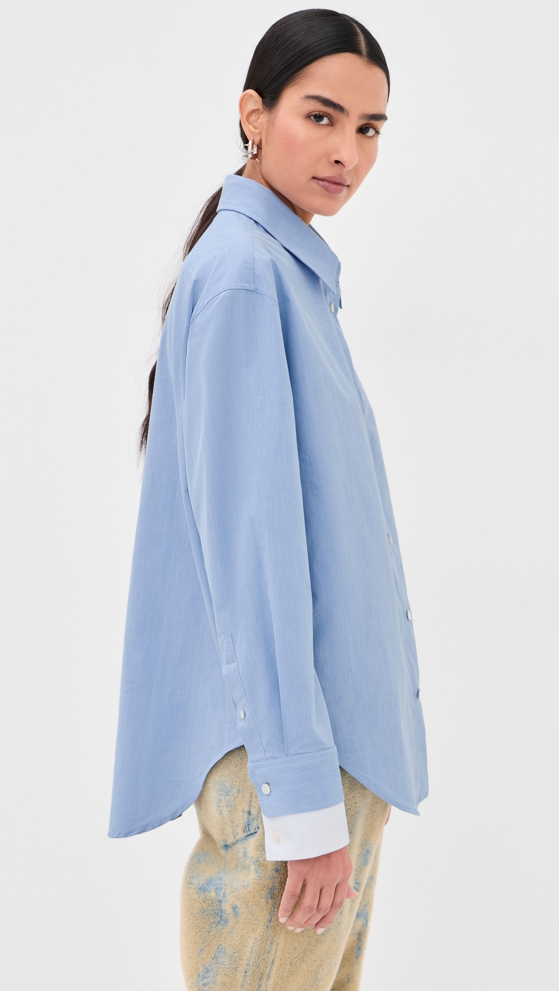 Button Down Top Light Blue/White