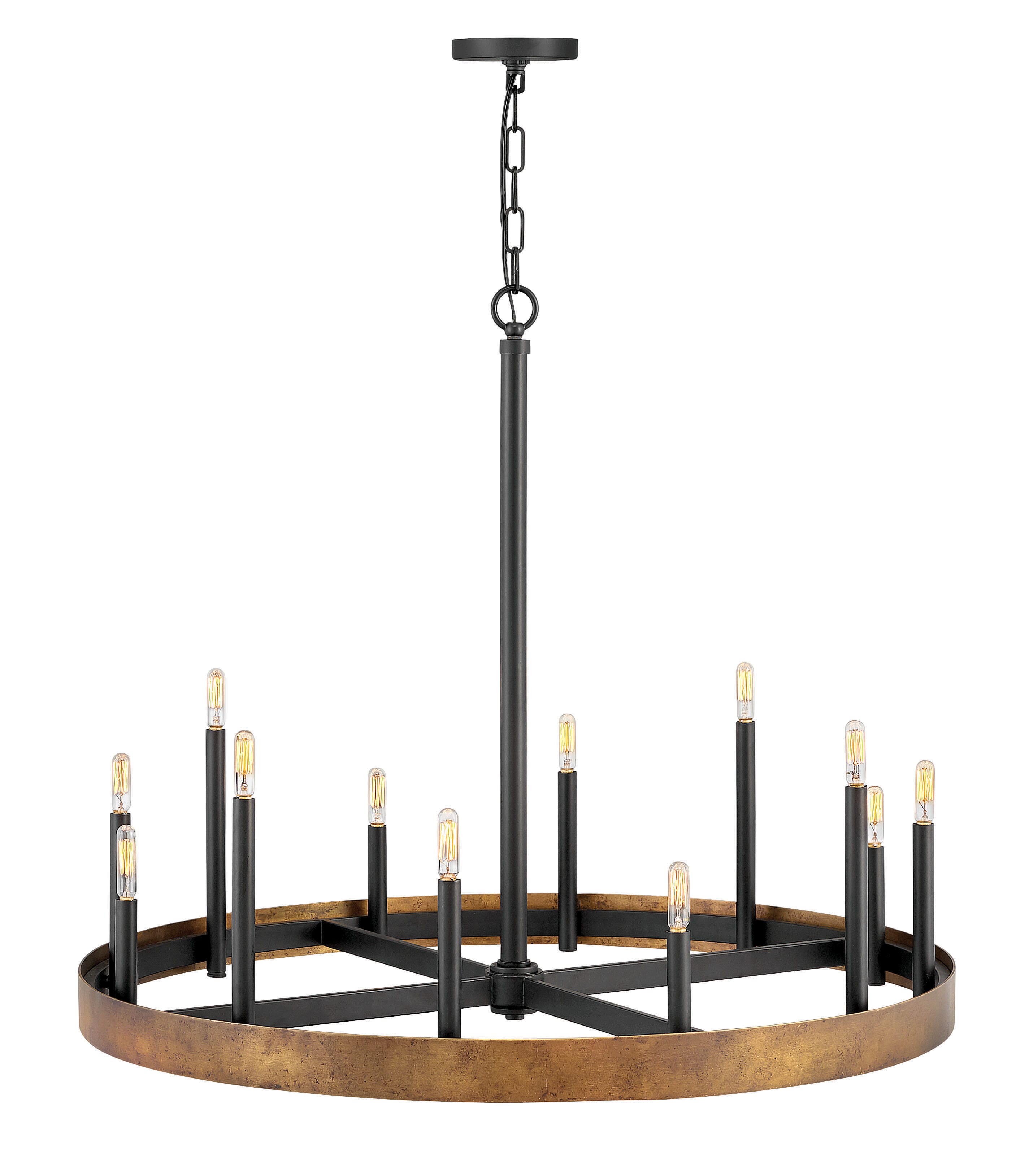 Wells 12-Light Chandelier in Weathered Bra