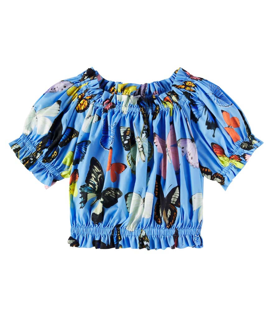 Printed cotton poplin top