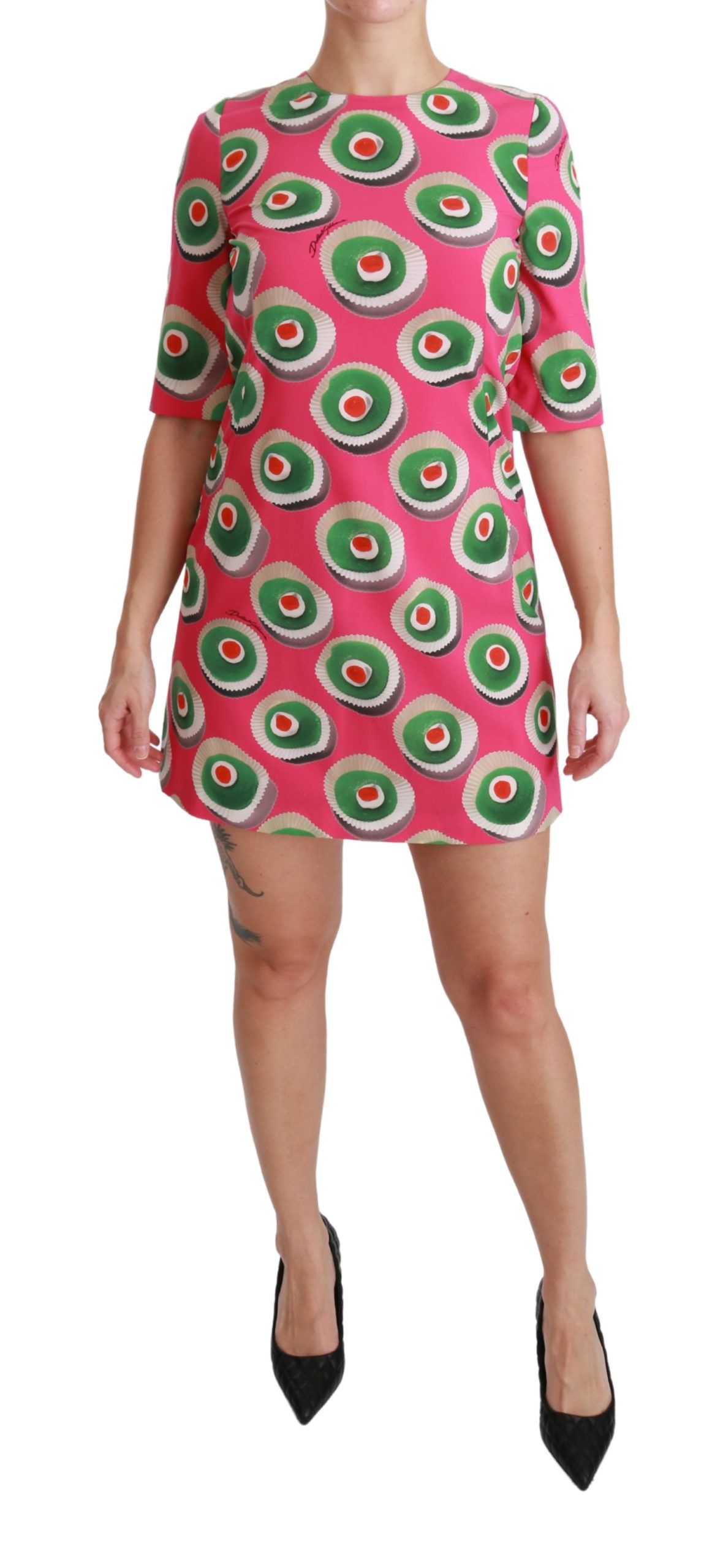 Dolce & Gabbana Pink Silk Cup Cake Shift Stretch Women's Dre