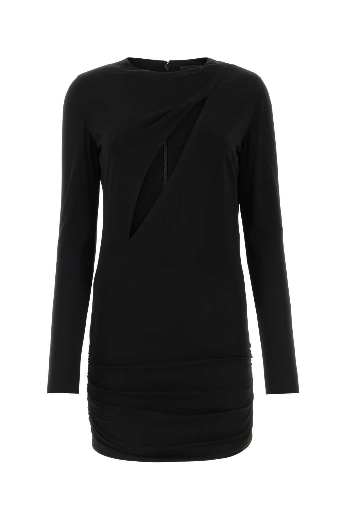 Draped Viscose Jersey Dress — Black