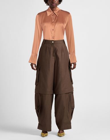 Woman Shirt Rust Size 10 Silk, Elastane