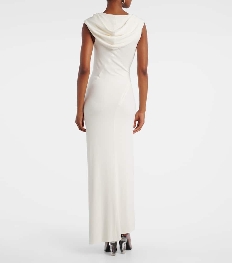 Hooded asymmetric jersey gown