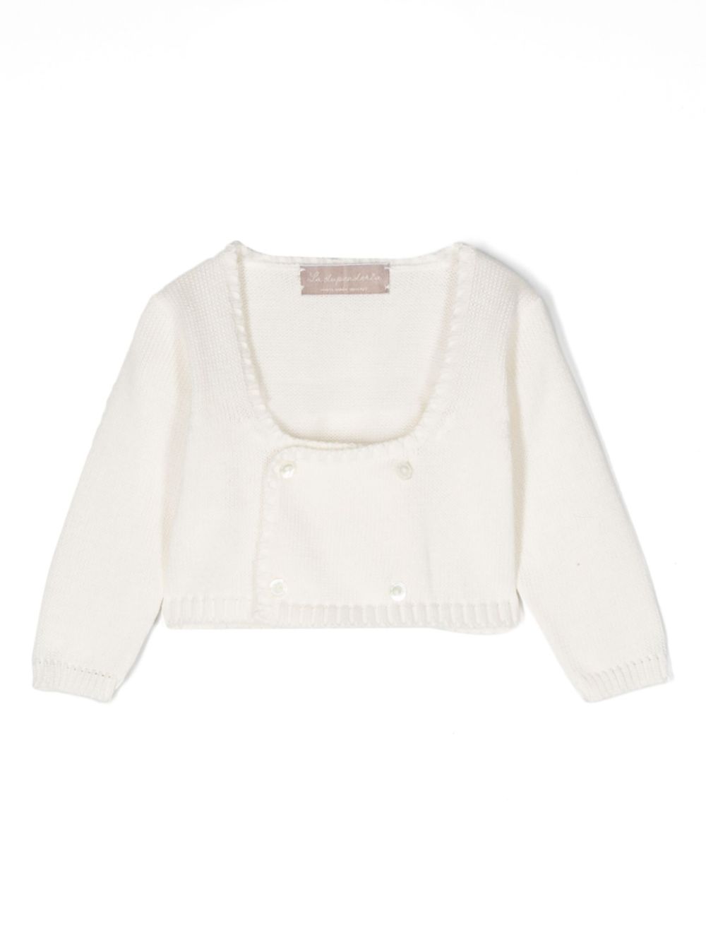 Double-breasted cotton cardigan - Neutrals