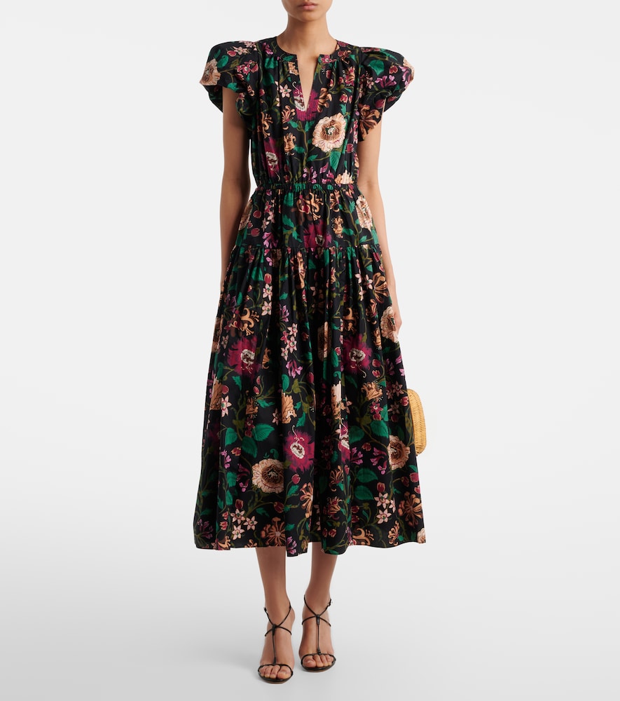 Marin floral cotton poplin midi dress