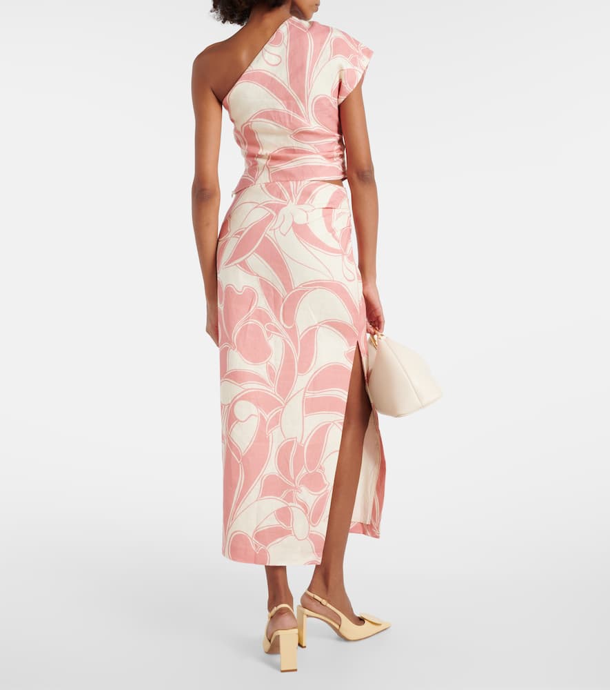 Belletto printed linen maxi skirt