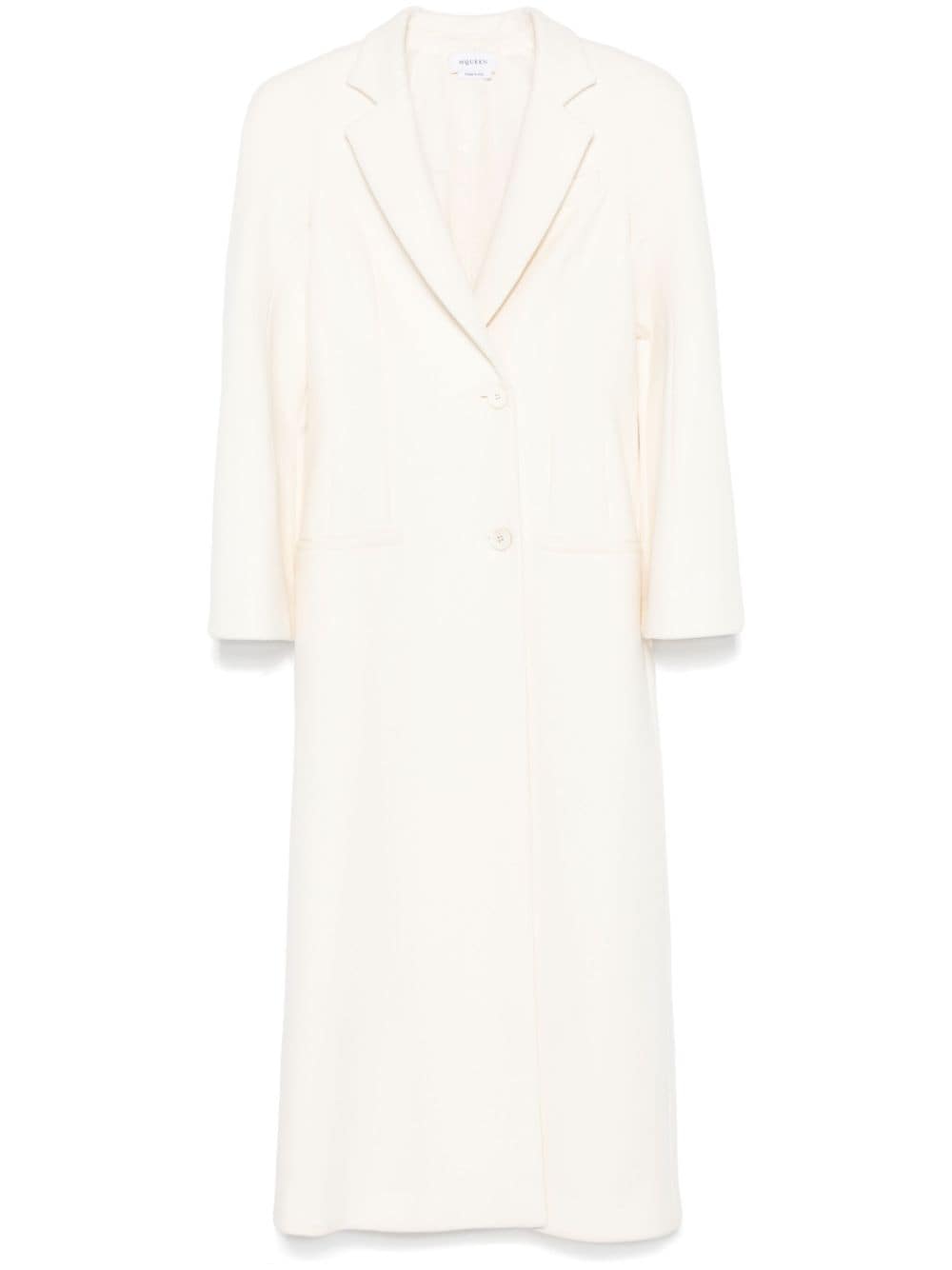 Moulded-shoulder double-breasted coat - Neutrals