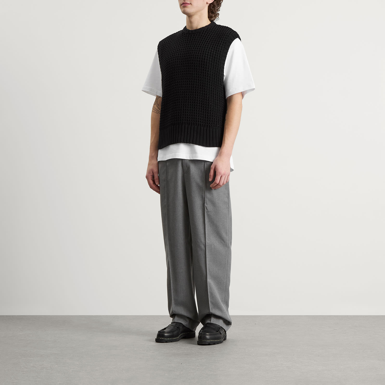 Men's Moss Stitch Knitted Vest Black