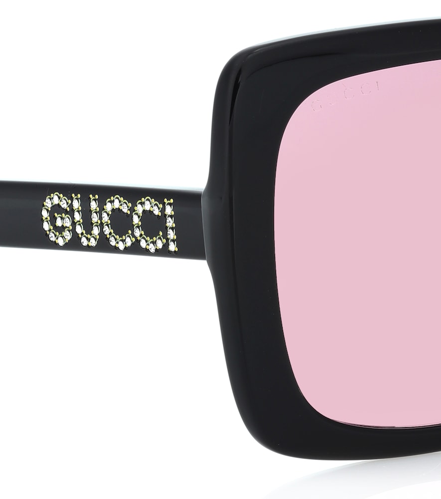 Crystal-embellished square sunglasses