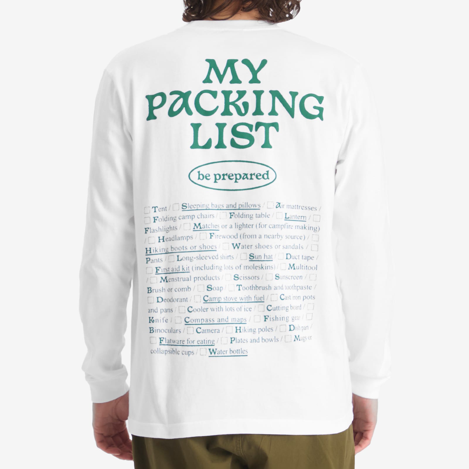 Manastash Men's Long Sleeve Be Prepared T-Shirt in White