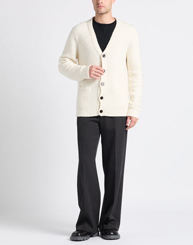 Man Cardigan Ivory Size 36 Cashmere, Silk