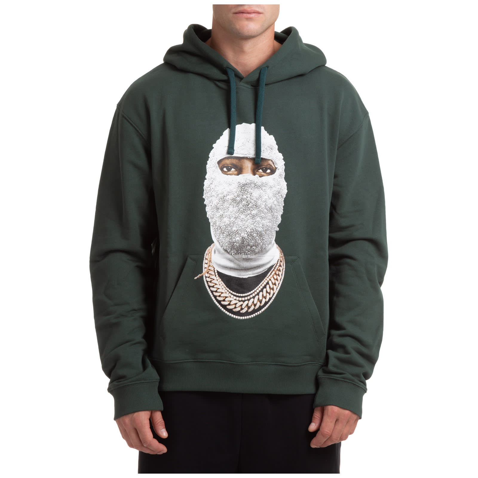 Gold Face print hoodie - Blue