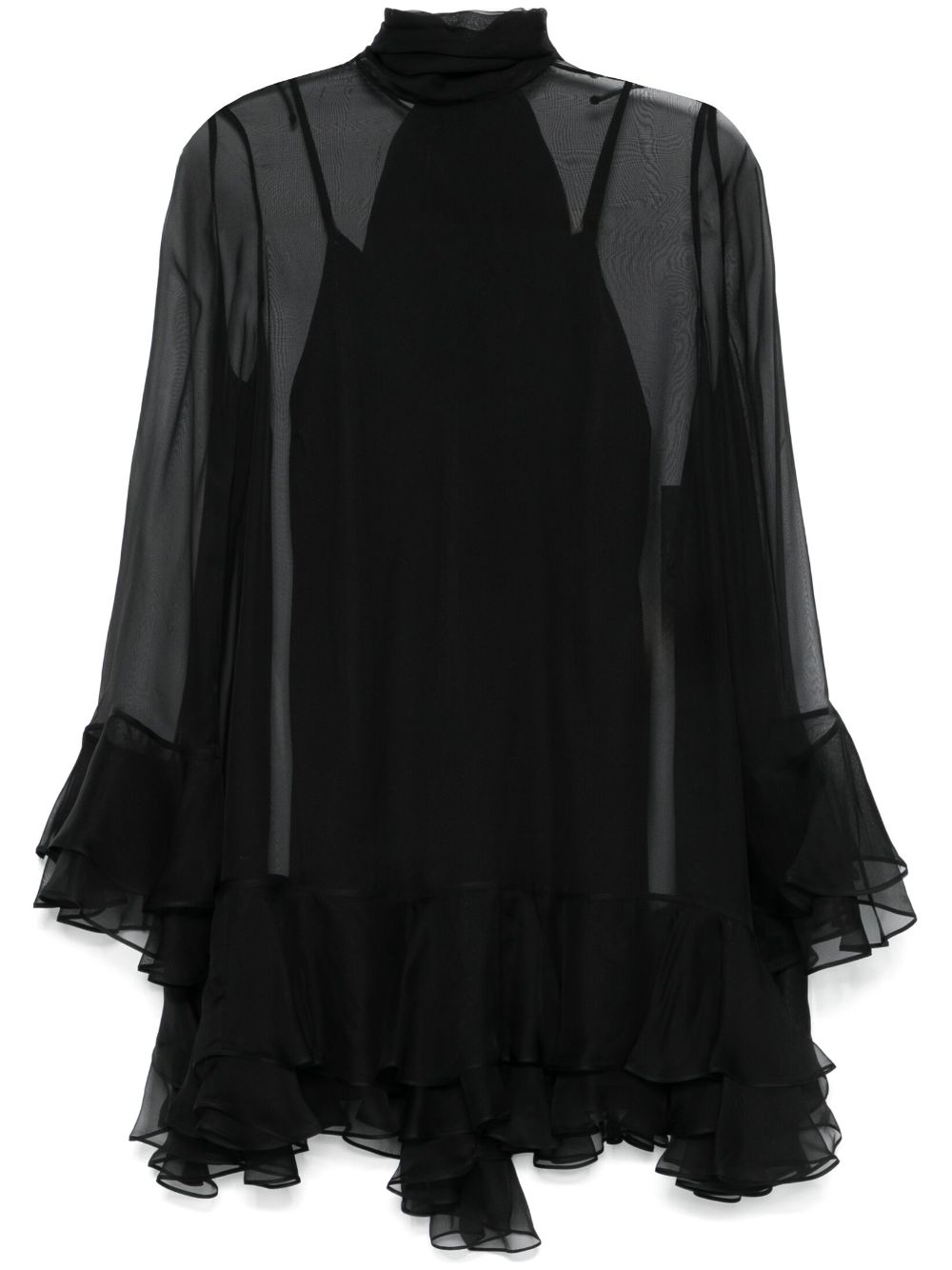 Scarf-detail mini dress - Black