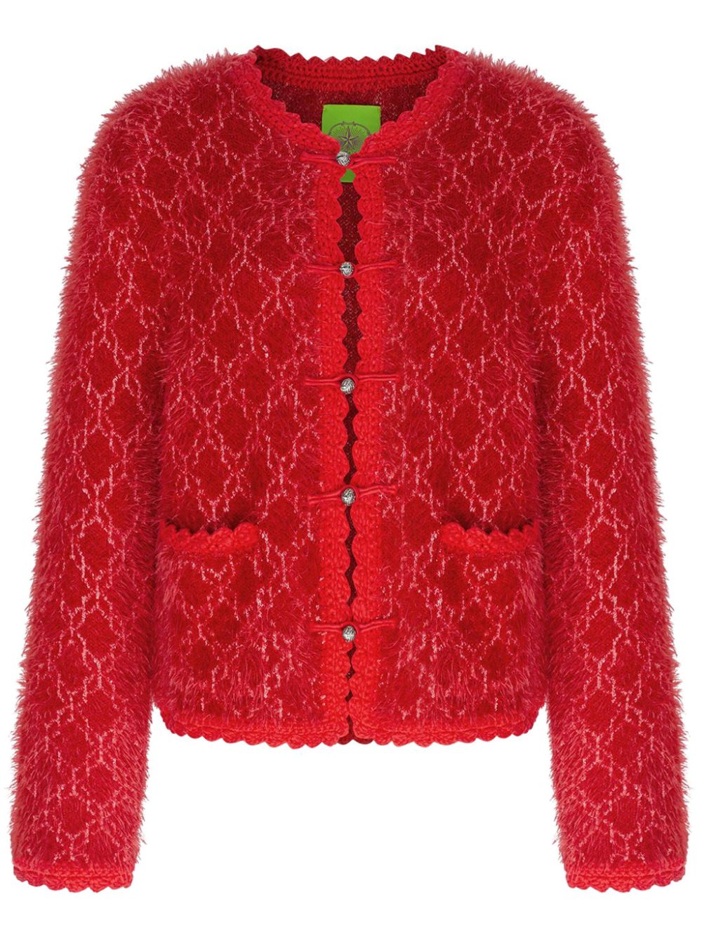 Metallic-effect tweed cardigan - Red