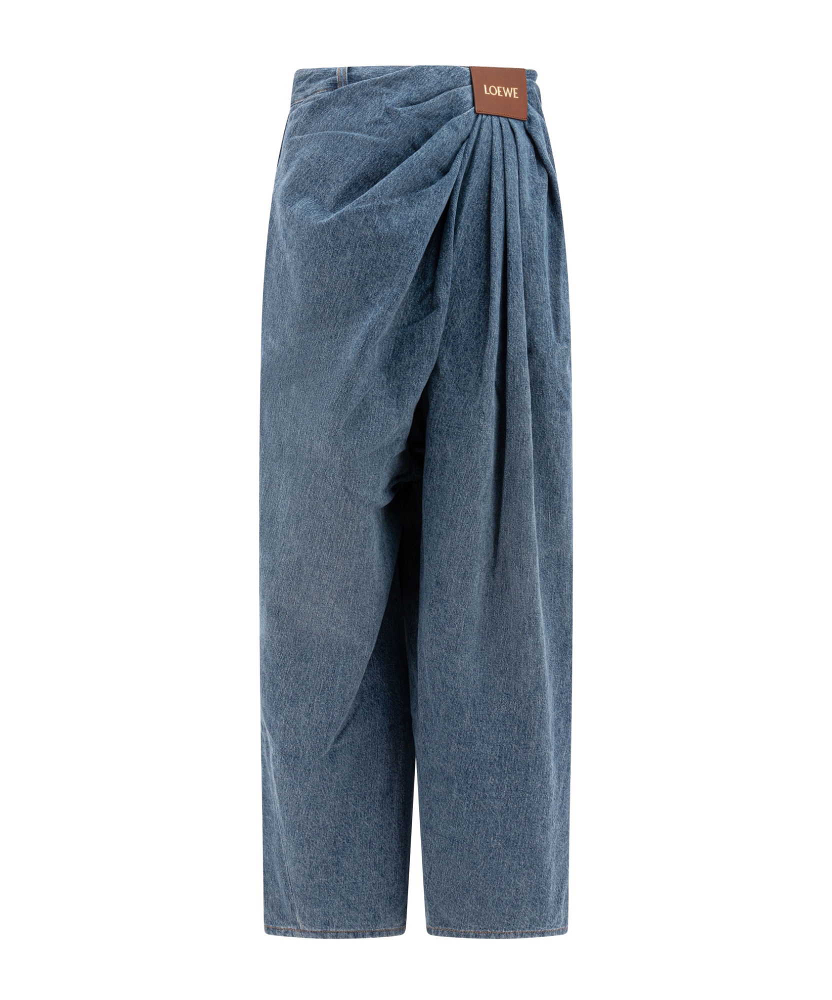 Draped jeans in denim