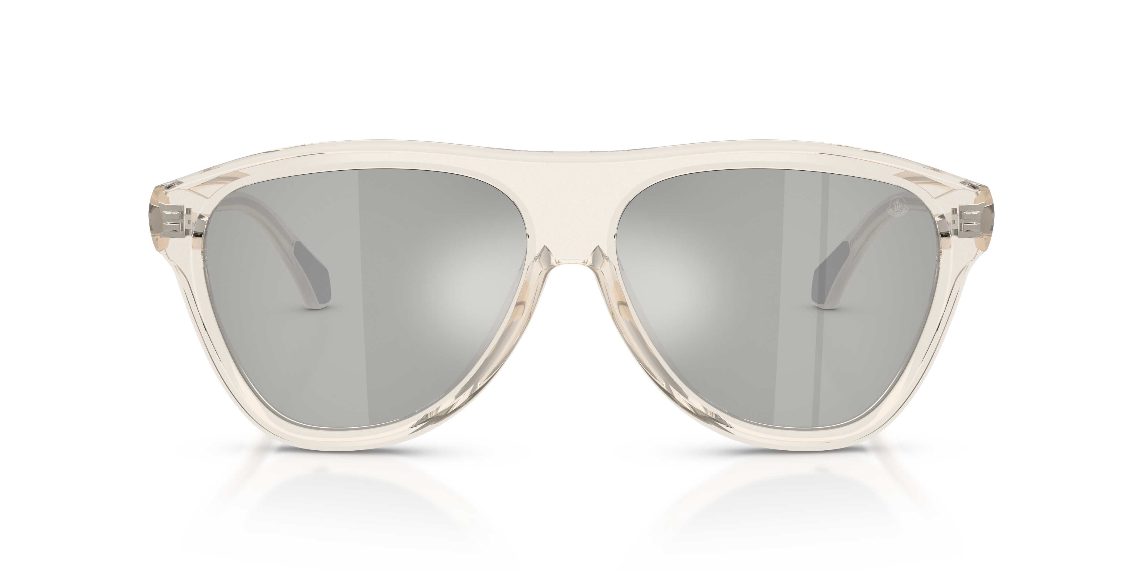 Moncler Unisex Moncler ME6025U INCLINE 30037I Gafas de sol Acetato Blanco Plata Piloto Norma