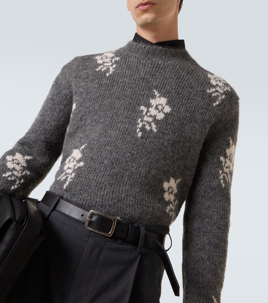 Floral intarsia alpaca and wool-blend sweater