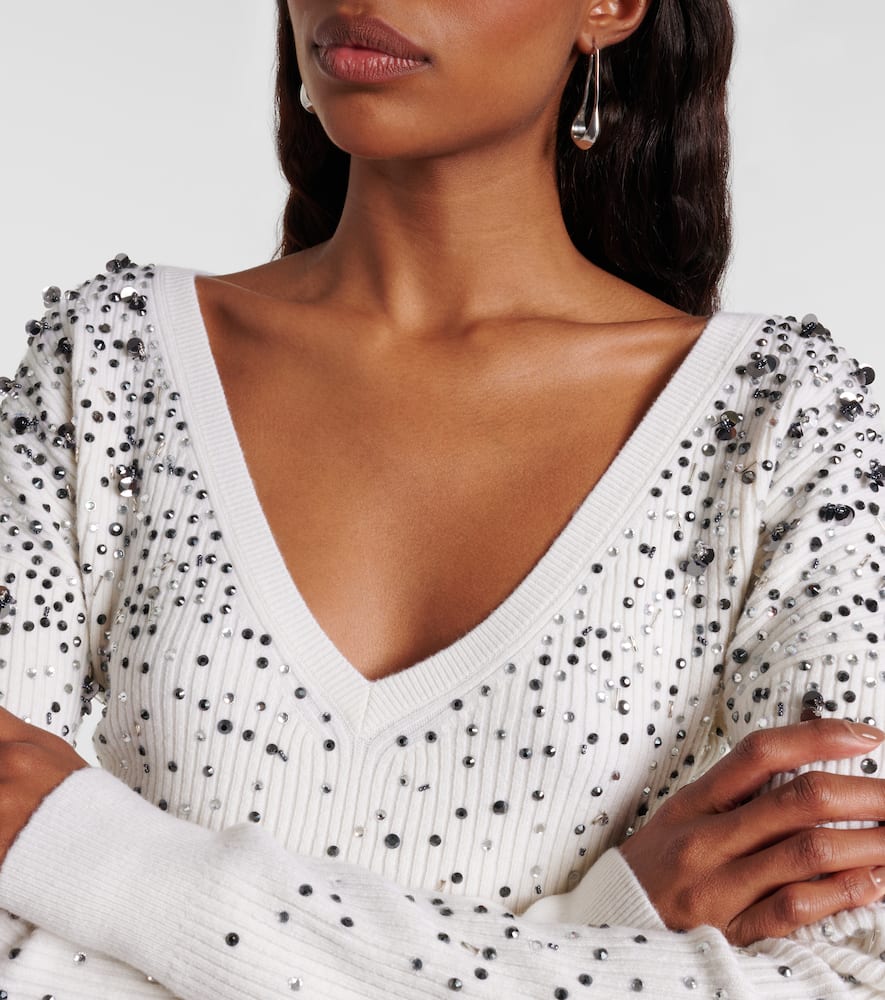 Gang embellished wool-blend sweater