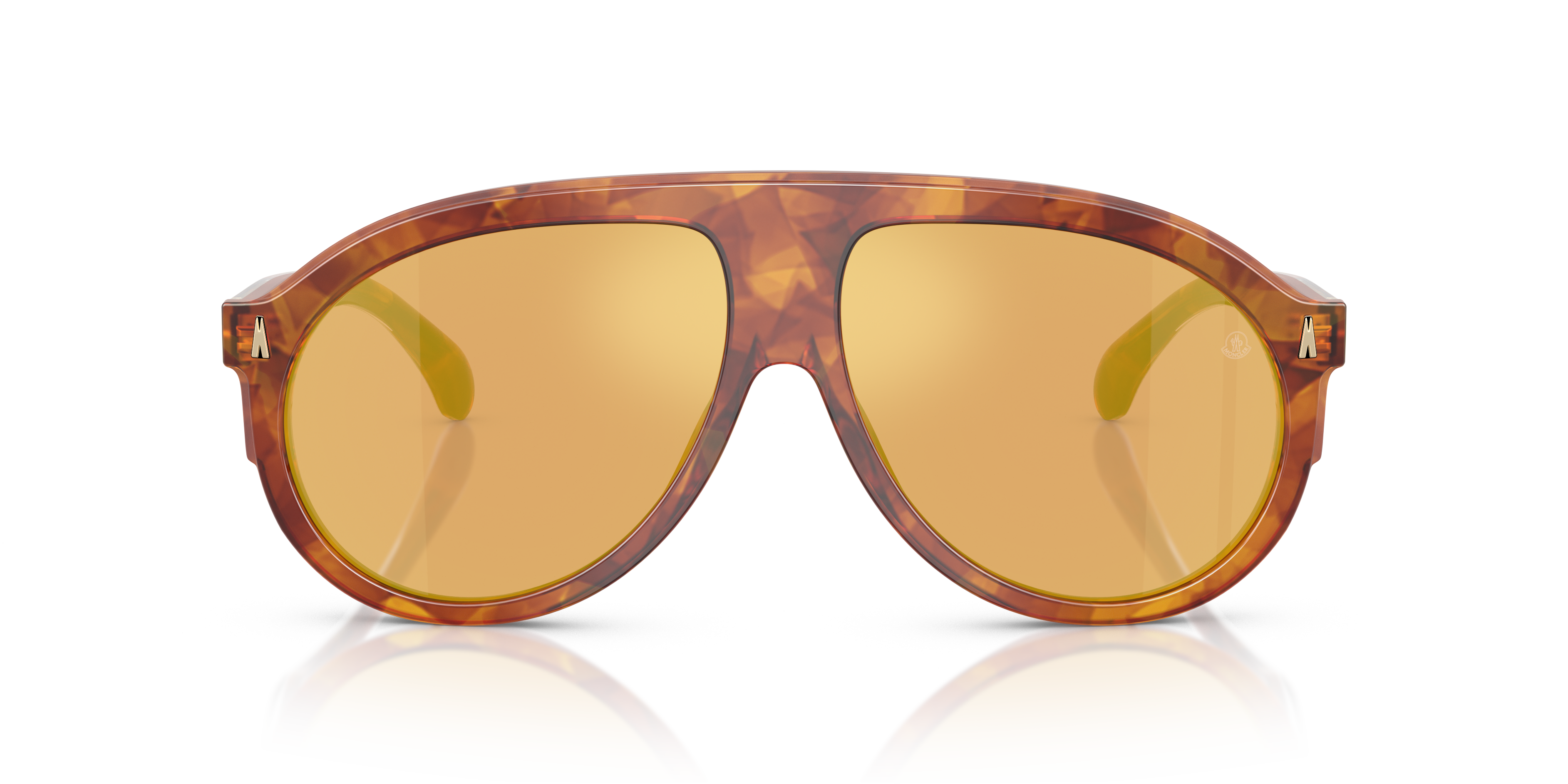 Moncler Unisex Moncler ME6001 FHAITE 30047J Sunglasses Acetate Turtle Orange Pilot Mirror