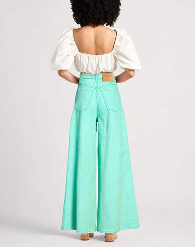 Woman Pants Green Size 4 Cotton, Acrylic, Viscose, Elastane, Calfskin