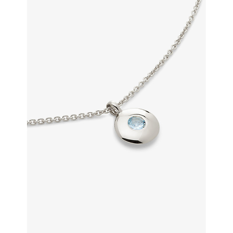 Womens Sterling Silver March Birthstone Necklace Aquamarine 