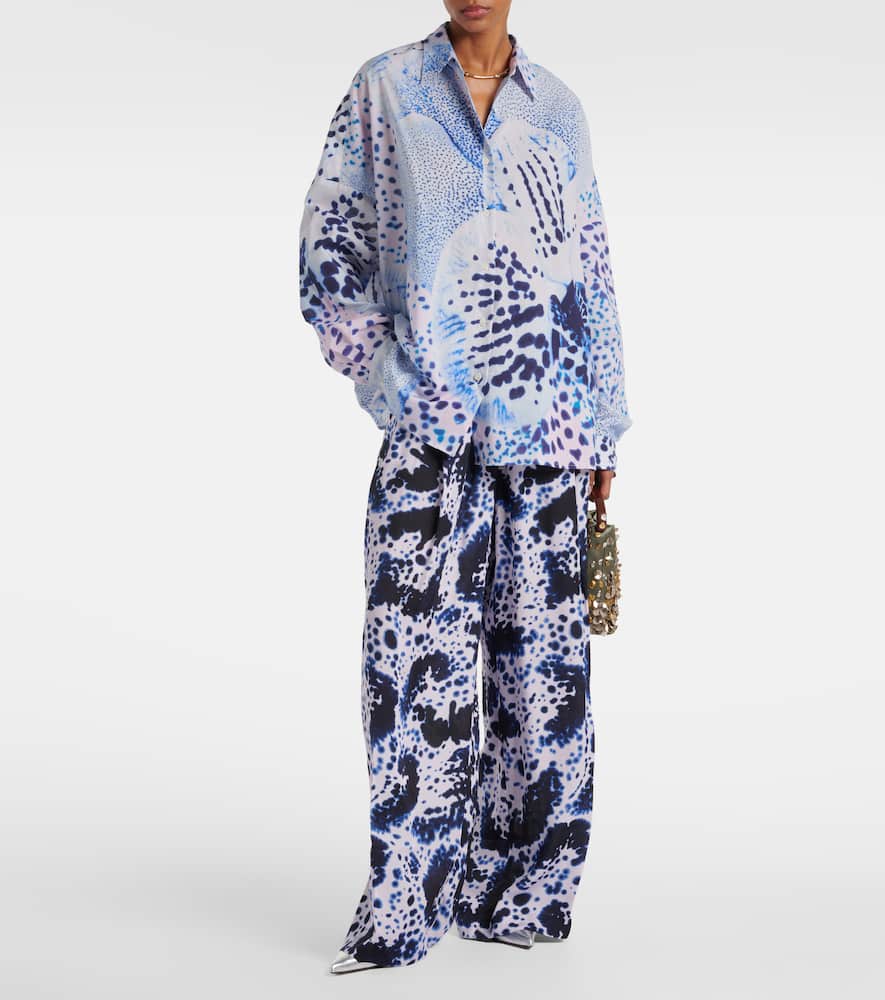 Printed high-rise wide-leg pants
