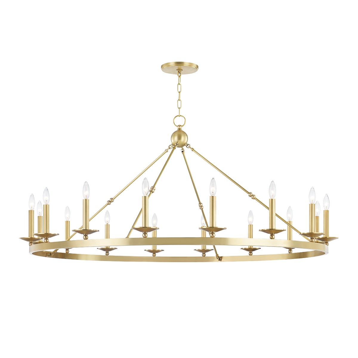 Aged Brass 16 Light Chandelier from the Allendale Collection