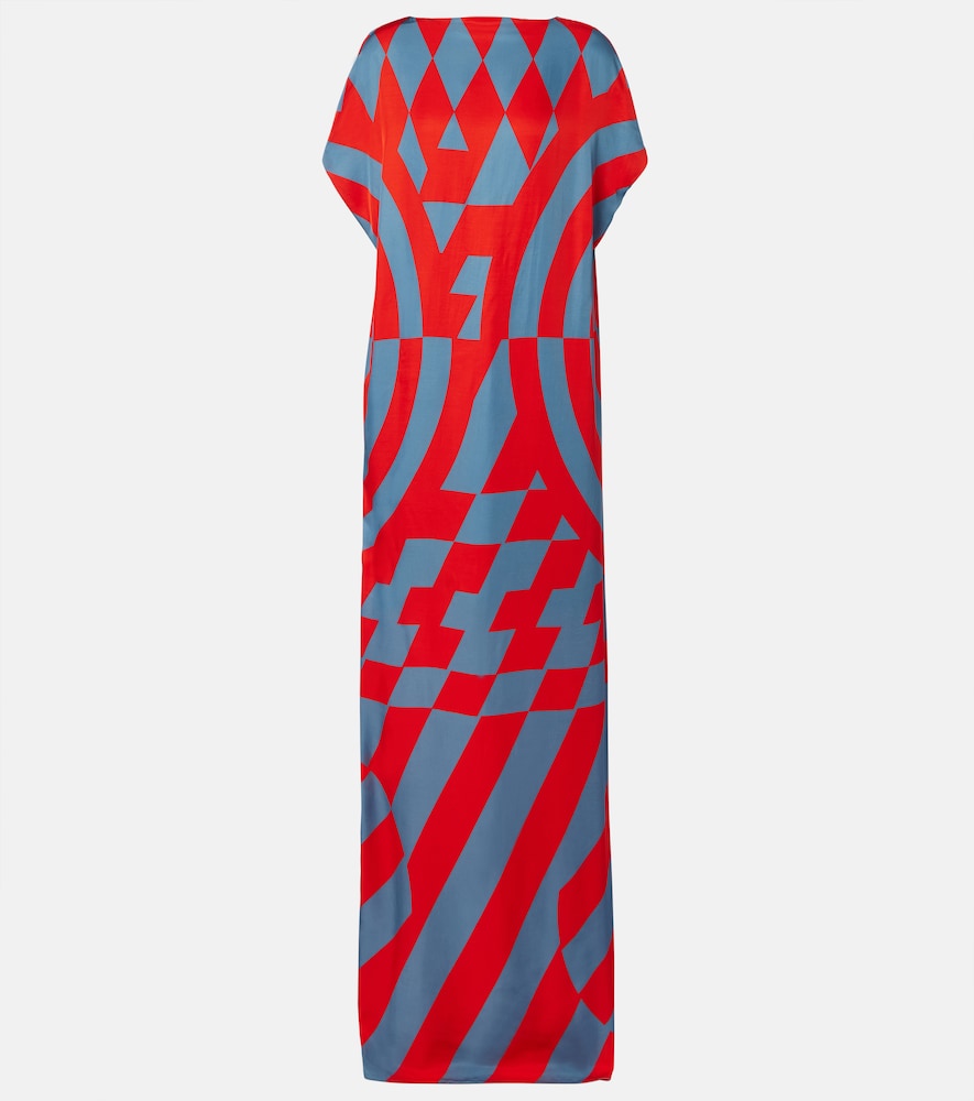 Printed satin maxi dress