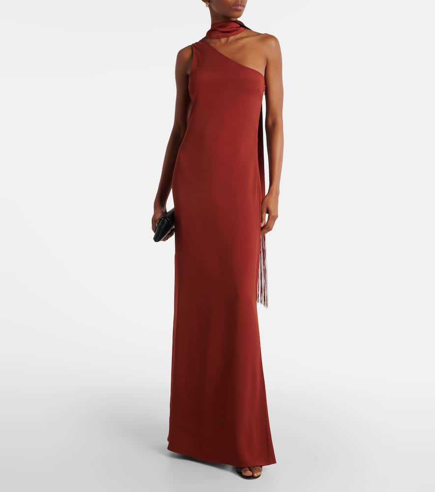 Caroline one-shoulder crêpe cady gown