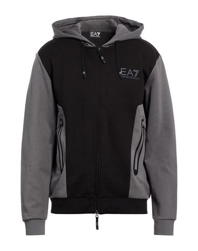 Man Sweatshirt Black Size L Cotton, Polyester