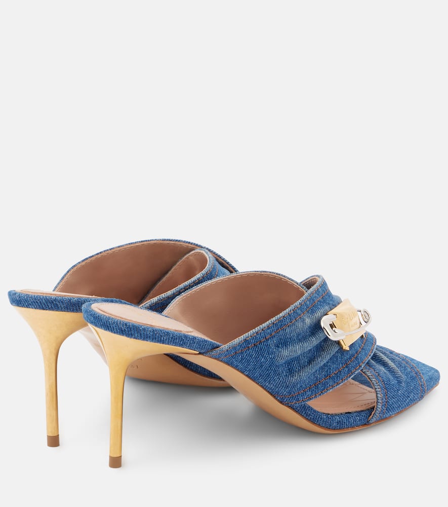 75 embellished denim mules