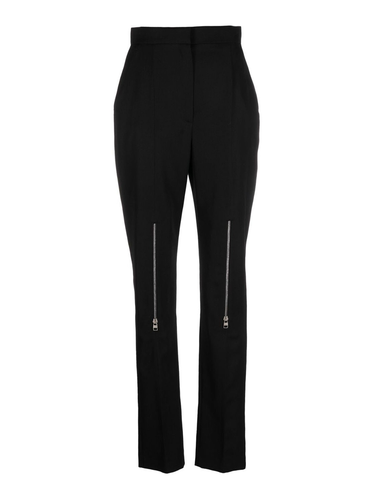 Zip-detail wool trousers