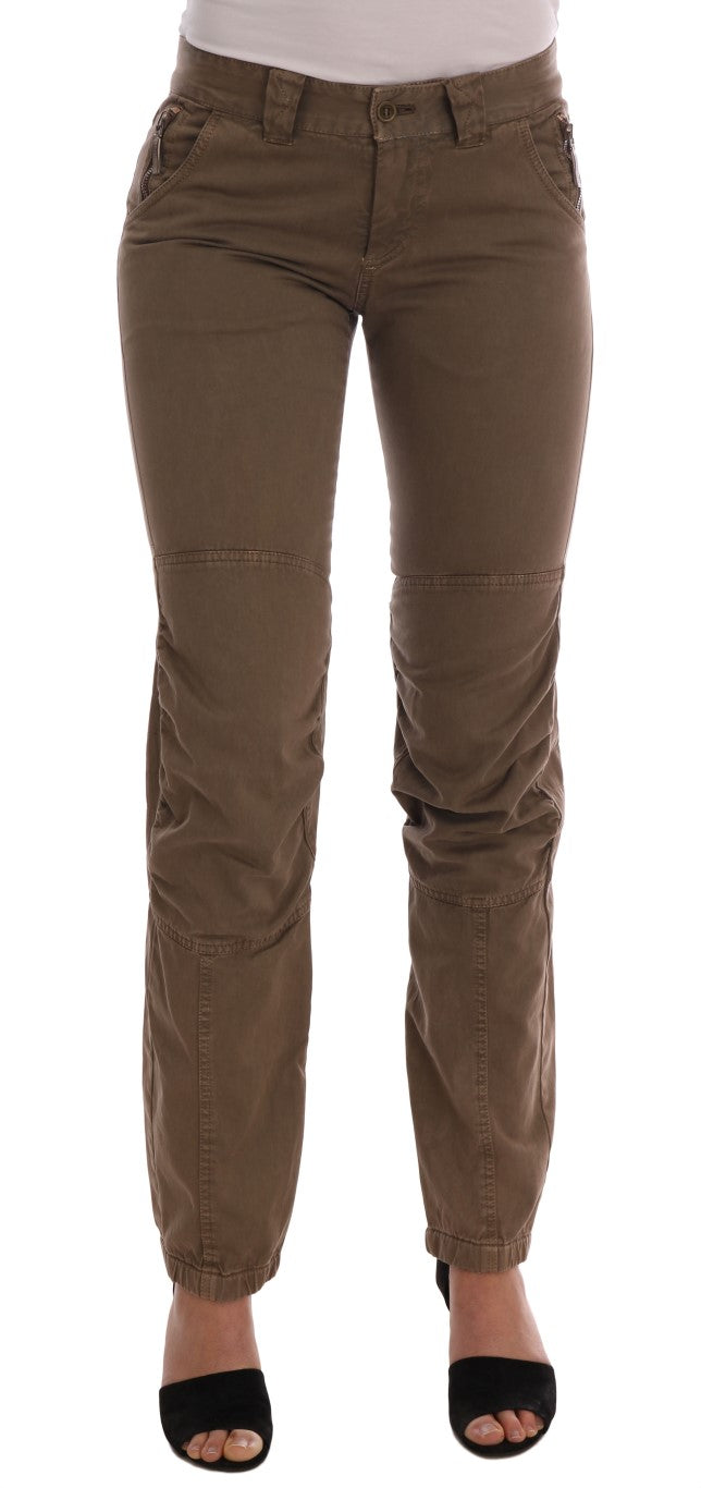 Cotton Casual Slim Fit Trousers — Brown