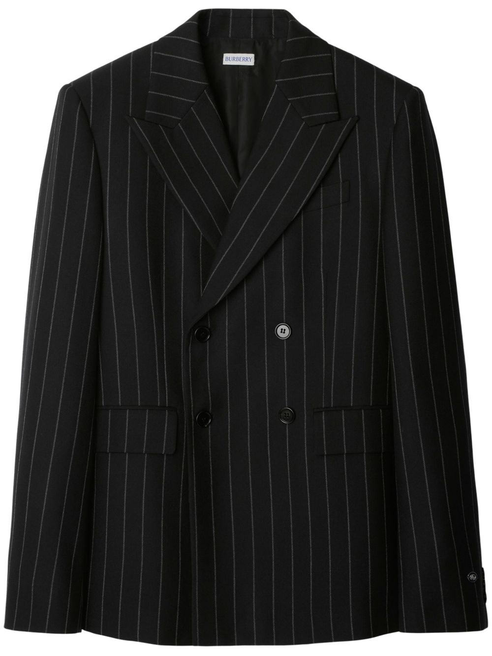 Pinstripe wool blazer - Black