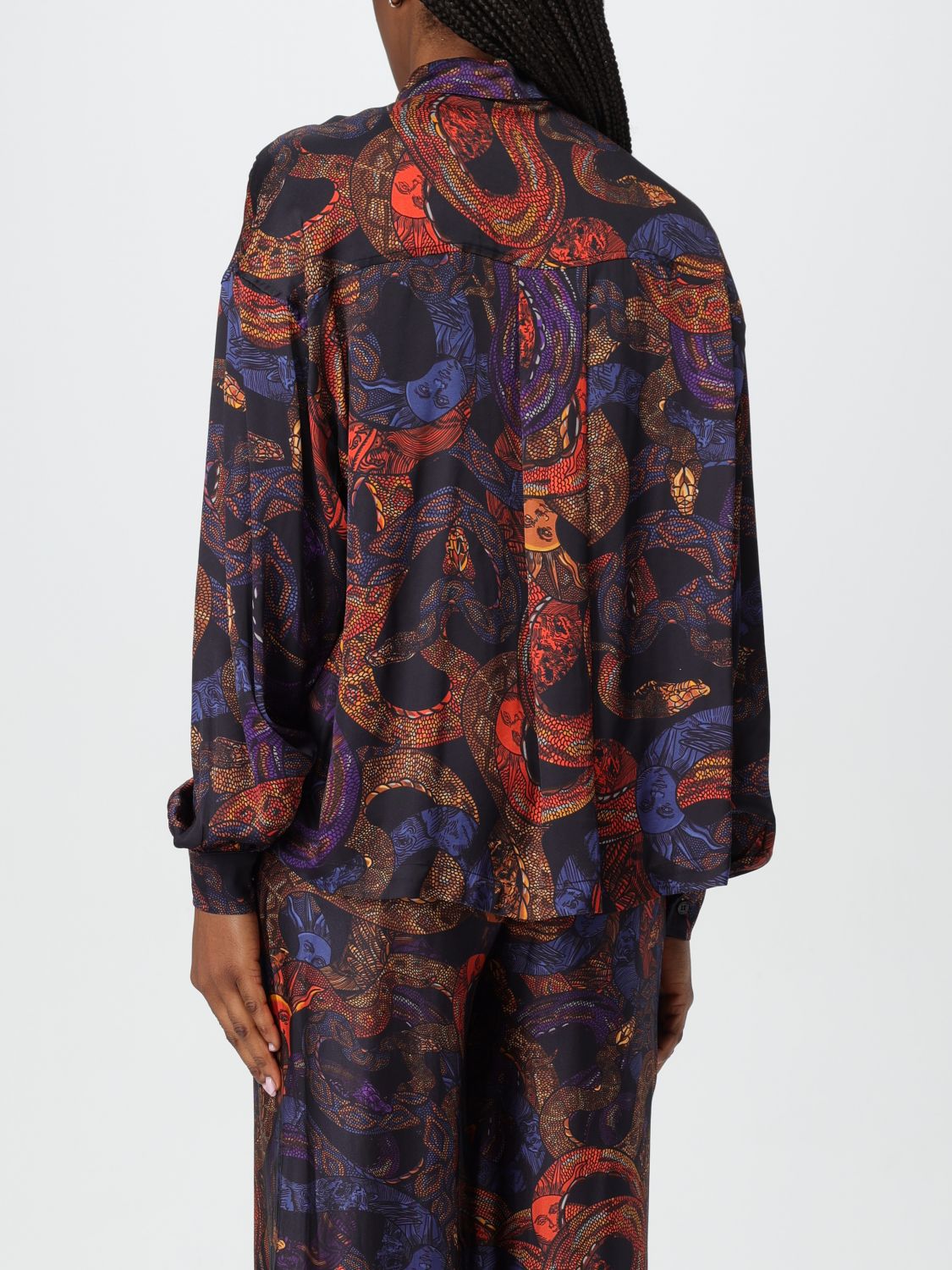 Apocalypse snake-print button-up shirt - Black