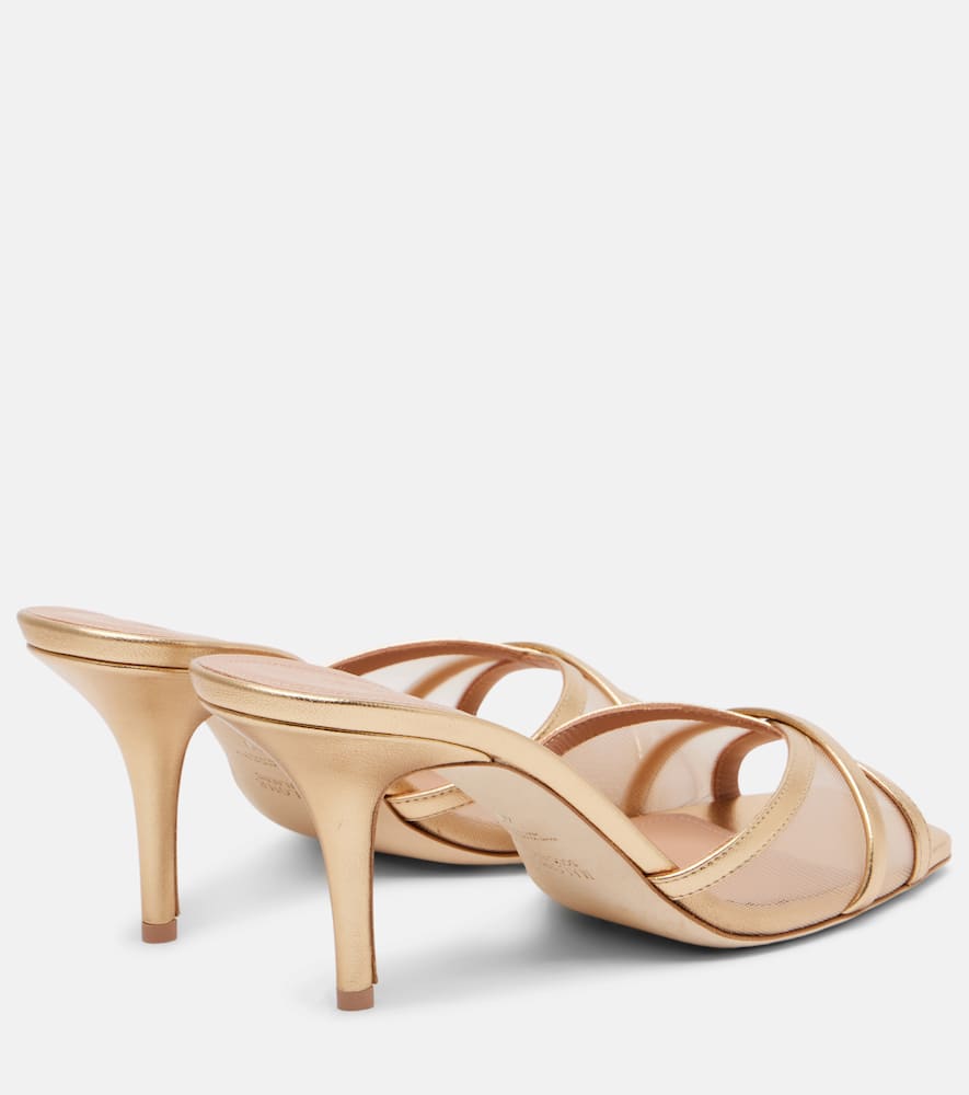 Perla 70 leather and mesh mules