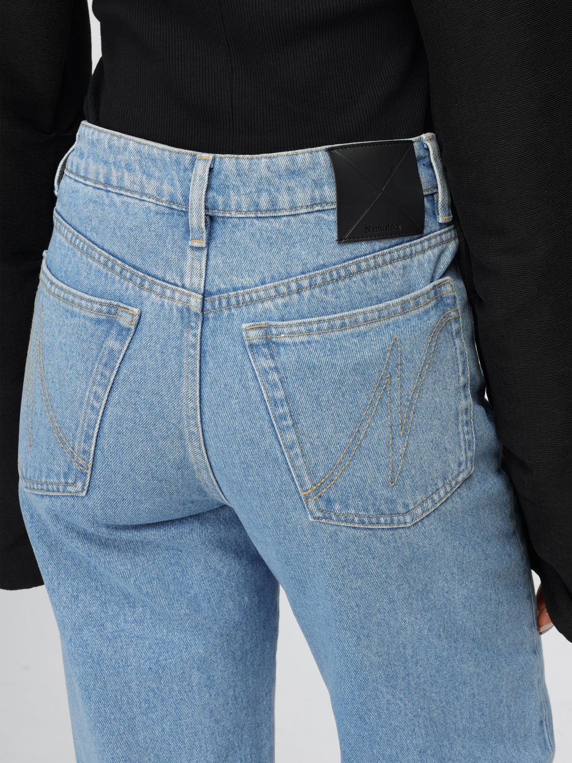 Turn-up detailed straight-leg jeans - Blue