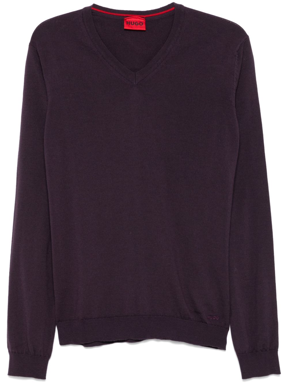 V-neck long-sleeve jumper - Brown