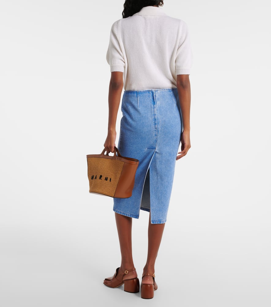 Denim midi skirt