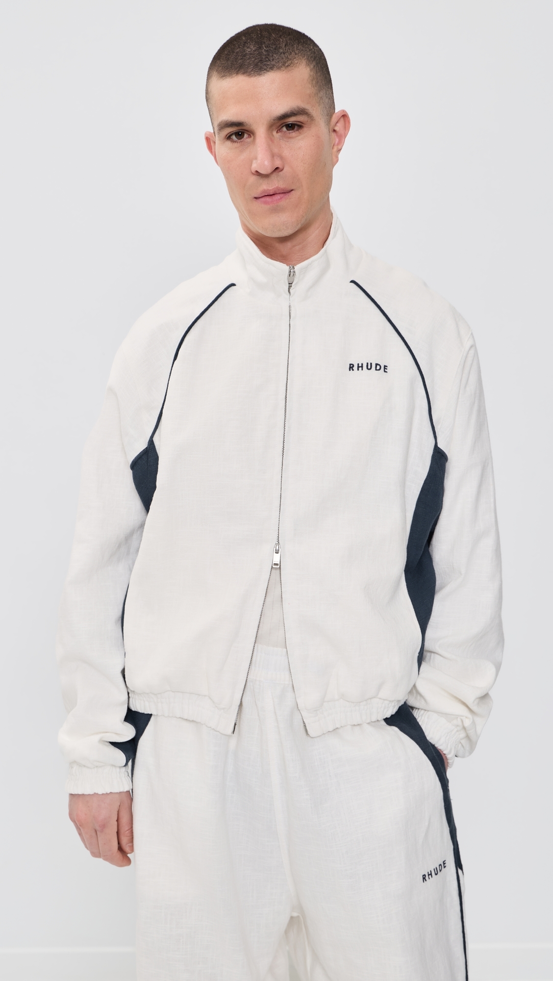 Ramona Piping Track Jacket White/Navy