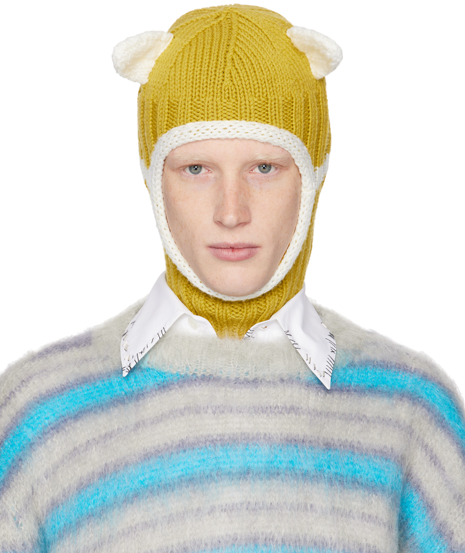 Marni Yellow & Off-White Ears Balaclava