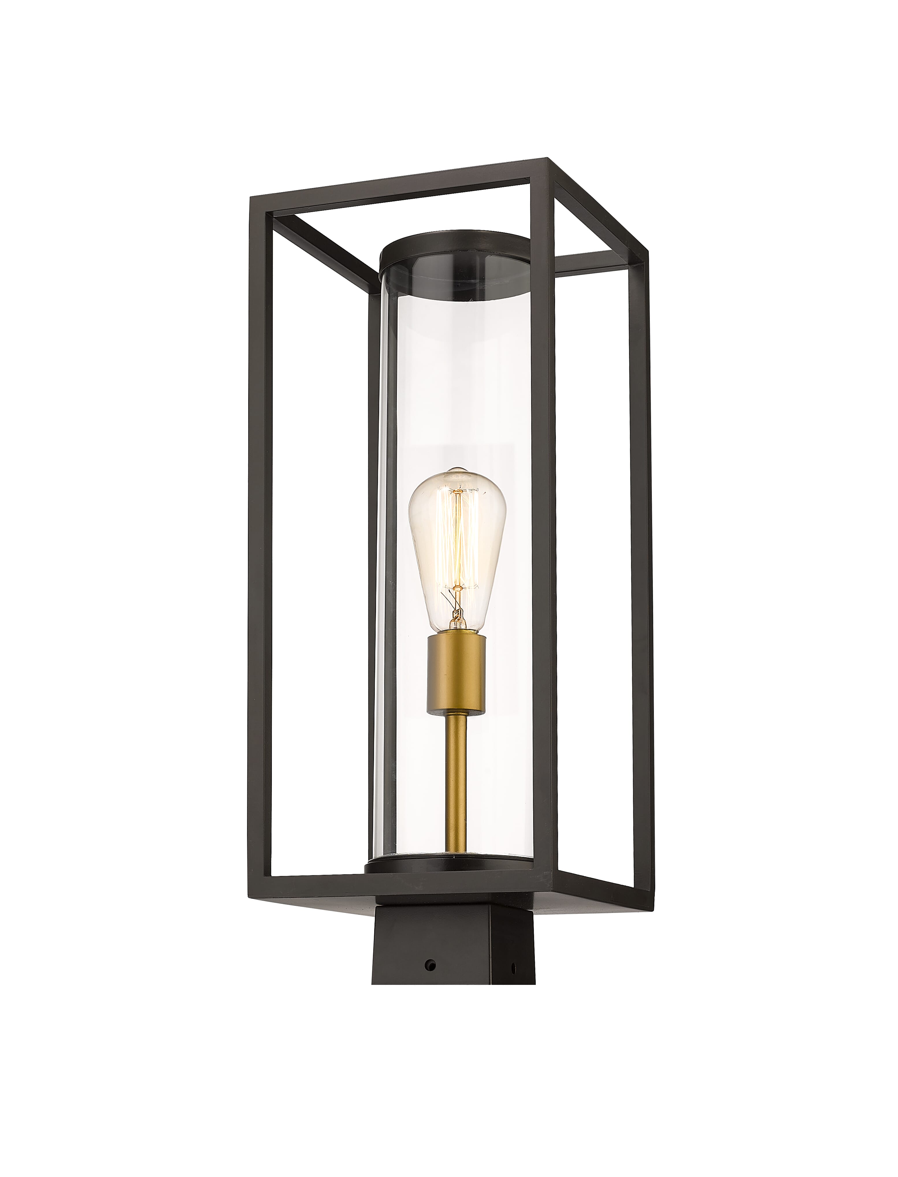Dunbroch 1-Light Outdoor Post Mount Fixture Light In Deep Bronze With Outdoor Bra