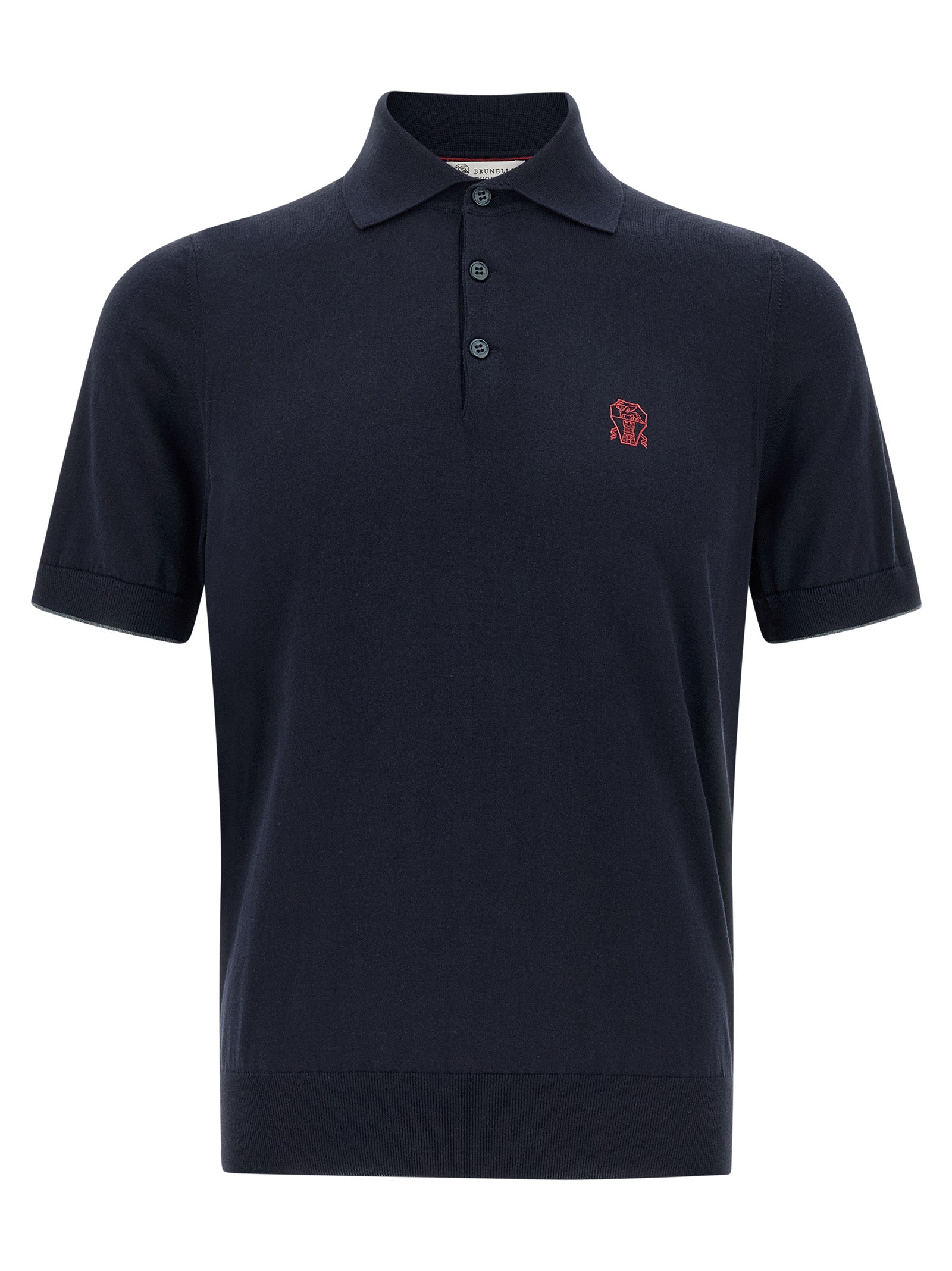 Logo-Embroidered Cotton Polo Shirt — Navy