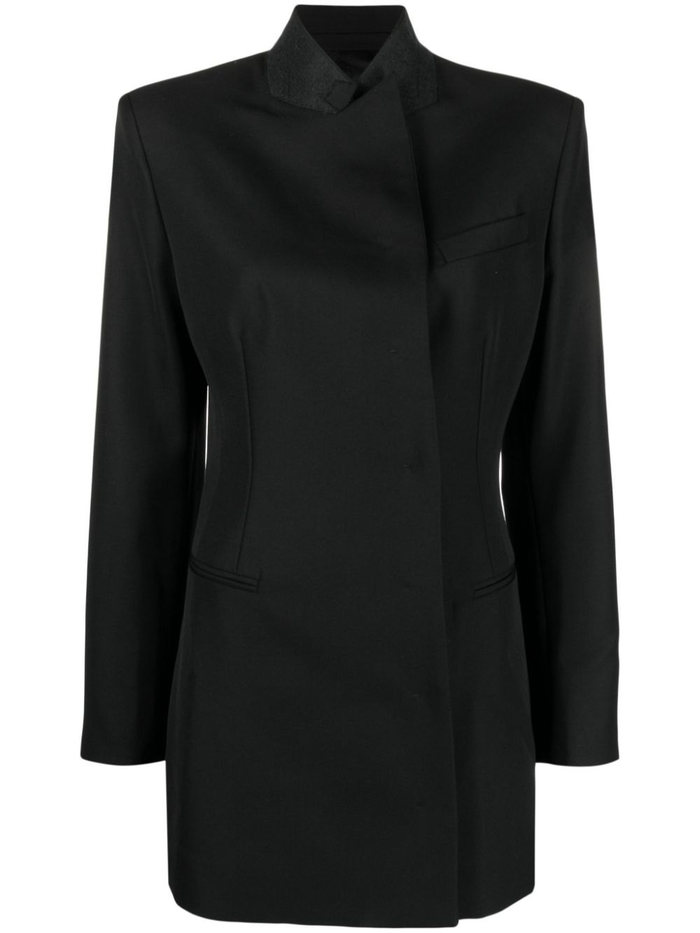 No-lapels virgin wool blazer - Black