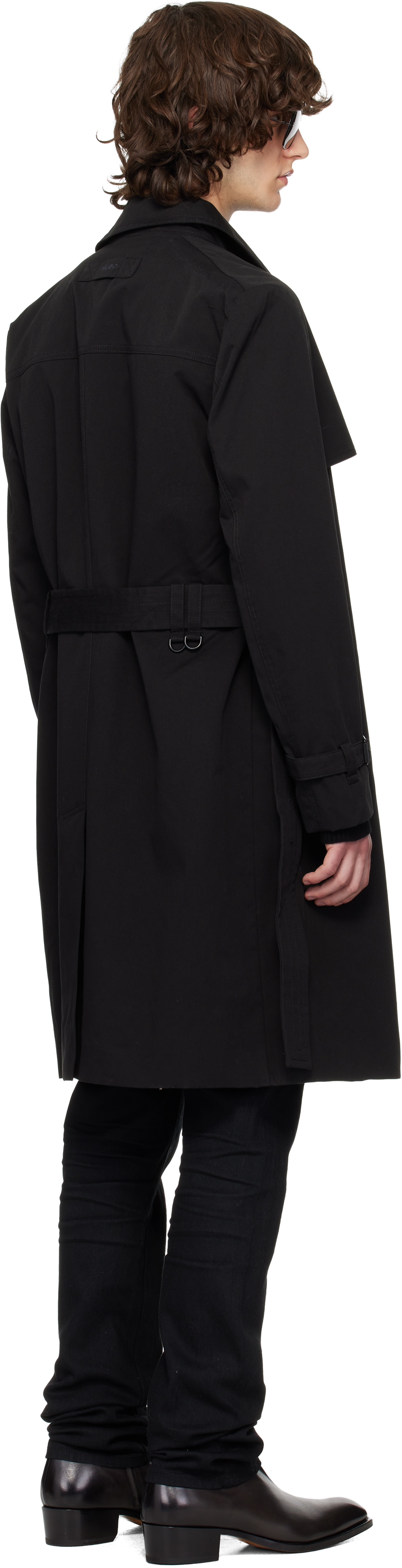 Black Water-Repellent Trench Coat