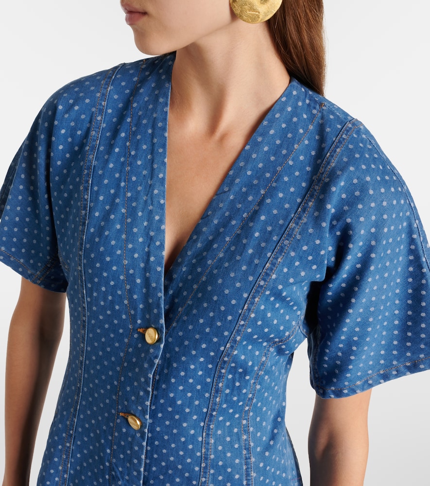 Polka-dot denim minidress