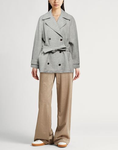 Crème Woman Coat Light grey Size 4 Virgin Wool, Polyamide