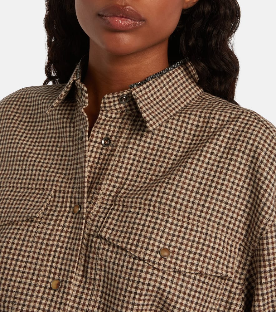 Checked virgin wool overshirt