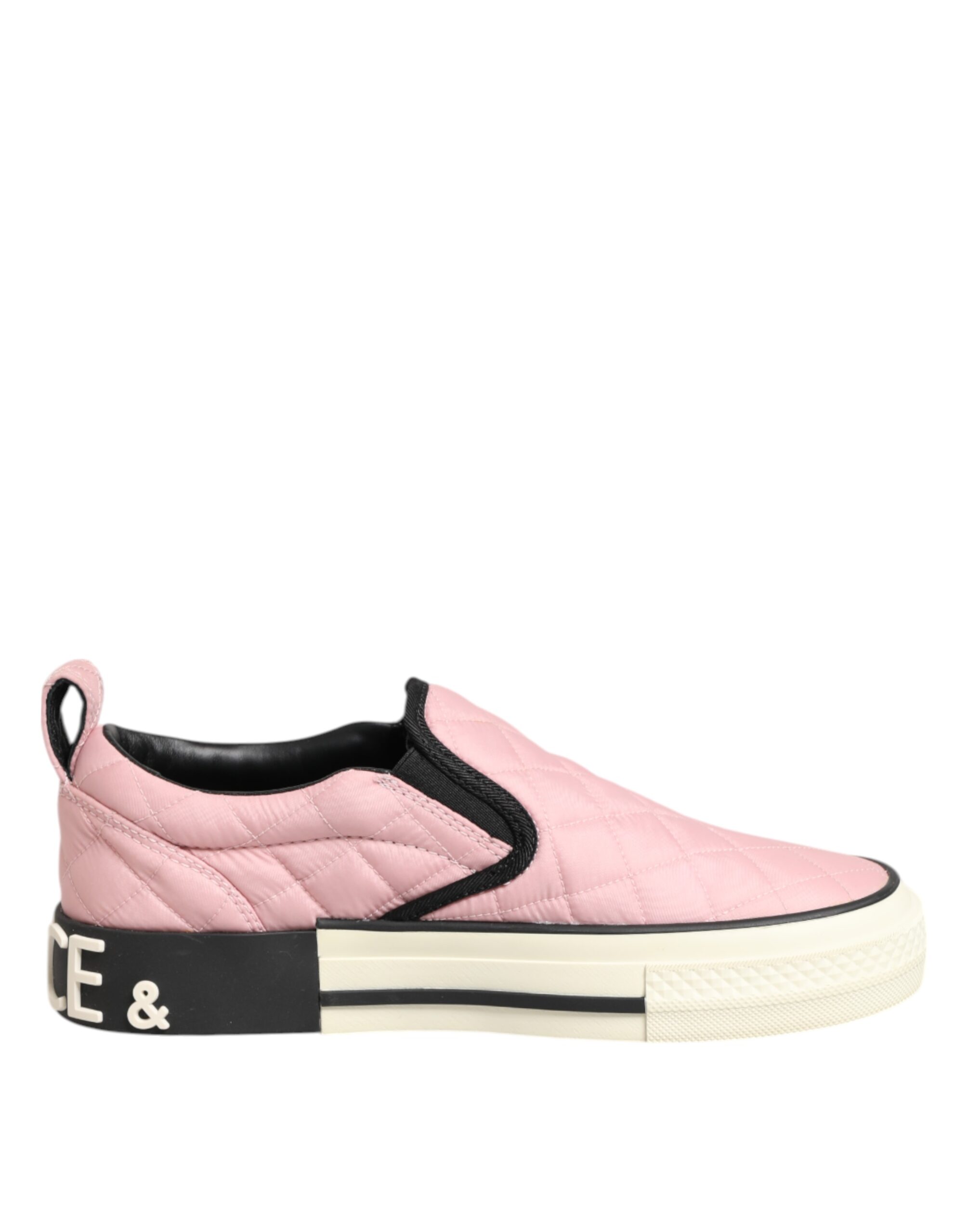 Dolce & Gabbana Pink Quilted Nylon Slip-On Sneaker Women's Shoe